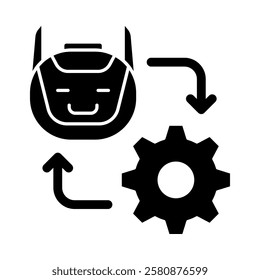 Chatbot Integration – Robot with Gear Icon Representing Automated Customer Support and AI Integration for Online Business