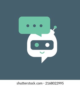 Chat-bot aislado en segundo plano. Ícono de robot lindo en burbuja de habla. Bot del servicio de soporte. Ilustración del vector