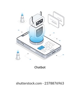 Ilustración isométrica de Chatbot. Archivo EPS
