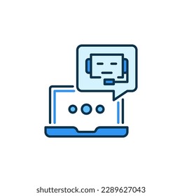 Chatbot and Laptop Computer vector Online Support Service concept colored icon or sign
