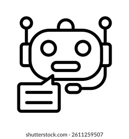 Chatbot Line Vector Illustration On White Background.