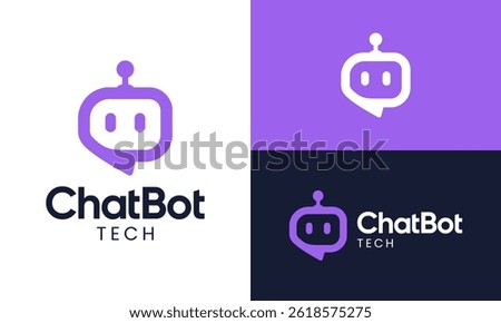 Chatbot logo design. abstract bot with chat bubble logo vector icon