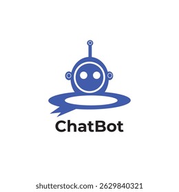Chatbot logo design concept with robot head ,smart virtual assistant bot head logo illustration