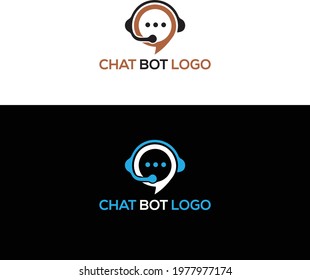 Chatbot Logo Design, Headphones With Microphone.