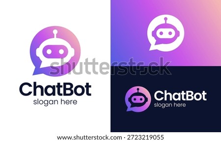 Chatbot logo design template illustration. Robot concept vector design with chat bubble symbol graphic icon