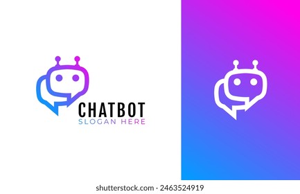 Chatbot logo design. Virtual assistant symbol with bubble concept. Modern technology icon