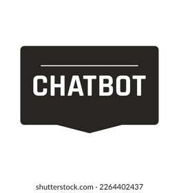 Chatbot logotype element. Isolated vector illustration with Chatbot sign on black background. Artificial intelligence concept.