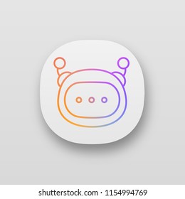 Chatbot message app icon. UI/UX user interface. Chat bot. Virtual assistant. Digital support service. Web or mobile application. Vector isolated illustration