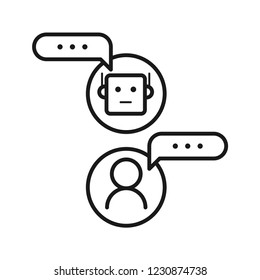 Chatbot with messages, conversation between the user and the chat bot concept.  Line vector. Isolate on white background. 