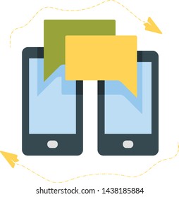 Chatbot, mobile communication, mobile messaging, smartphone messages icon. Communication vector illustration