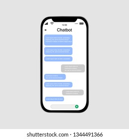 Chatbot mobile UI design concept. Sms Messenger. Online conversation with texting message. Vector illustration