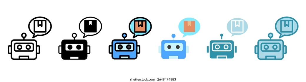 Chatbot multi estilo, mini ilustração ícone conjunto. Vetor para conceito moderno, impressão, UI, kit UX, web e desenvolvimento de aplicativos. Relacionado à oferta de produtos, marketing, negócios.