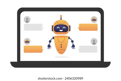 Red neural de Chatbot, servidores IA y tecnología robótica. Carácter de aguafiestas de chábot.