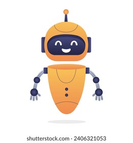 Chatbot neural network, AI servers and robots technology. Cute chatbot ai character.