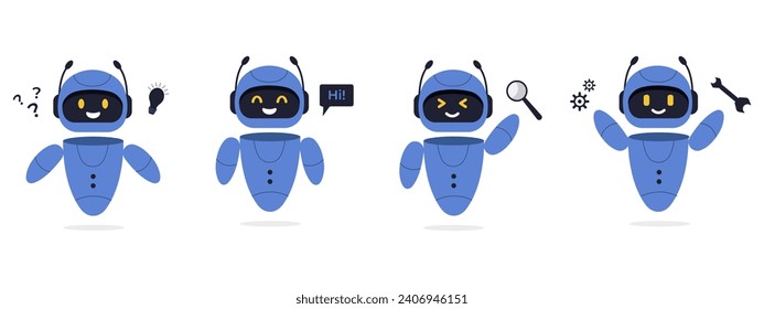 Chatbot Neuronale Netzwerk, AI Server und Roboter Technologie. Cute chatbot ai Charakter.