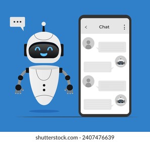 Red neural de Chatbot, servidores IA y tecnología robótica. Carácter de aguafiestas de chábot.