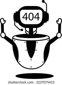 Chatbot not found error 404 concept, HTTP 404 server outage vector icon design, chatterbot symbol, on-line chat conversation via text or text-to-speech sign, virtual assistants stock illustration 