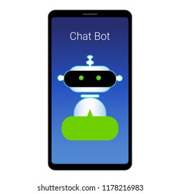 Chatbot on smartphone, chat artificial intelligence, mobile Vector illustration