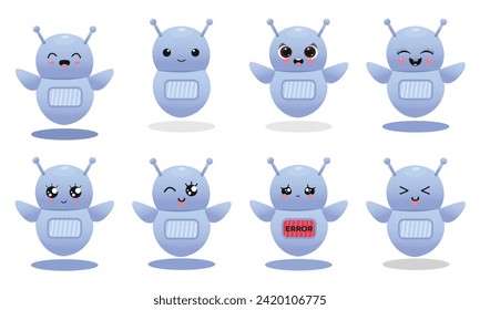Chatbot for online communication in your browser or applications. Cute vector set on white background