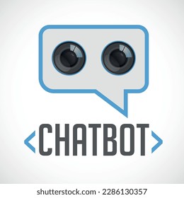 Chatbot - open ai solution for business - concept logo - conversation bubble with robotic face inside