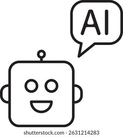 Icono de contorno del chatbot. Icono de inteligencia artificial. 