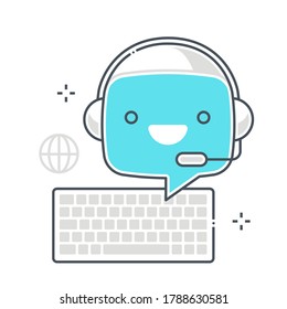 Chatbot related color line vector icon illustration set. Machine learning artificial Intelligence. Robotics and commerce concept. The composition is infinitely scalable.