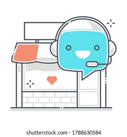 Chatbot related color line vector icon illustration set. Machine learning artificial Intelligence. Robotics and commerce concept. The composition is infinitely scalable.