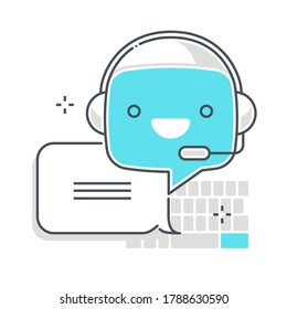 Chatbot related color line vector icon illustration set. Machine learning artificial Intelligence. Robotics and commerce concept. The composition is infinitely scalable.