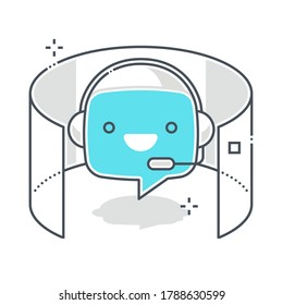 Chatbot related color line vector icon illustration set. Machine learning artificial Intelligence. Robotics and commerce  concept. The composition is infinitely scalable.