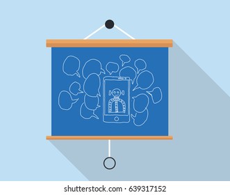 chatbot or robot chat concept illustration with presentation board