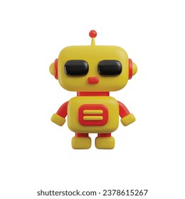 Chatbot robot icon in realistic 3D style. Support service, artificial intelligence, communication machine. Vector illustration children's toy render isolated on white background.