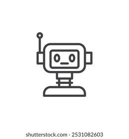 Chatbot robot line icon. linear style sign for mobile concept and web design. Personal robot assistant outline vector icon. AI technology symbol, logo illustration. Vector graphics