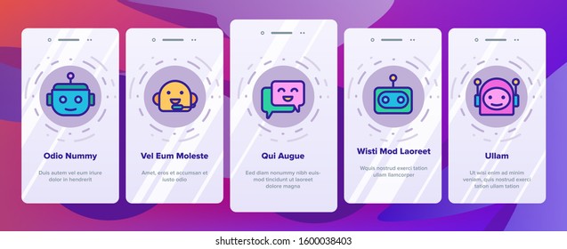 Chatbot Robot Onboarding Mobile App Page Screen Vector
