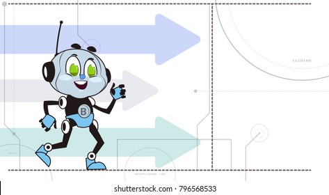 Chatbot Robot Over Arrows Background Support Technology Chatter Bot In Headphones Virtual Assistance Concept Vector Illustration