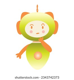 El robot o bot de charla es considerado o le resulta difícil responder. Asistente virtual, inteligencia artificial. Asistente inteligente en aplicación móvil. Gradiente plano de ilustración aislada de vector colorido