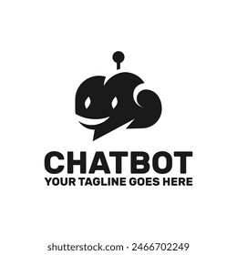 Chatbot SAAS services logo template, a smiling robot in the shape of cloud .