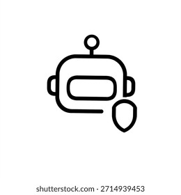 
Chatbot Security Icon. Minimal Outline Vector
