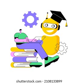 Chatbot self learning abstract concept vector illustration. Chatbot ability, virtual assistants, AI chat software development, machine self learning, advanced bot service abstract metaphor.