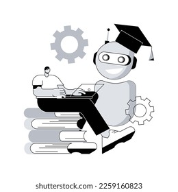 Chatbot self learning abstract concept vector illustration. Chatbot ability, virtual assistants, AI chat software development, machine self learning, advanced bot service abstract metaphor.