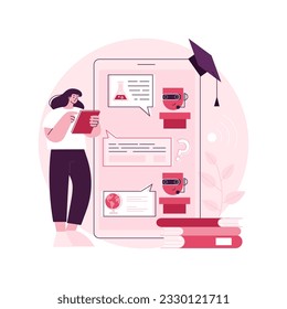Chatbot self learning abstract concept vector illustration. Chatbot ability, virtual assistants, AI chat software development, machine self learning, advanced bot service abstract metaphor.