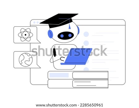 Chatbot self learning abstract concept vector illustration. Chatbot ability, virtual assistants, AI chat software development, machine self learning, advanced bot service abstract metaphor.
