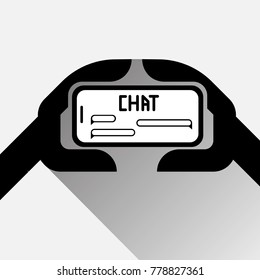 Icono De Servicio De Chatbot Concepto De Bote De Chat Negro O Chatterbot Ilustración De Vector De Tecnología De Soporte En Línea