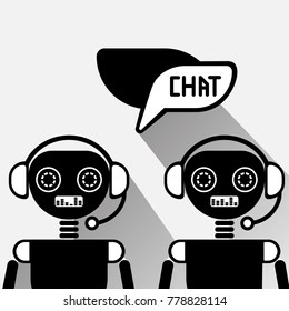 Chatbot Service Icon Concept Black Chat Bot Or Chatterbot Online Support Technology Vector Illustration