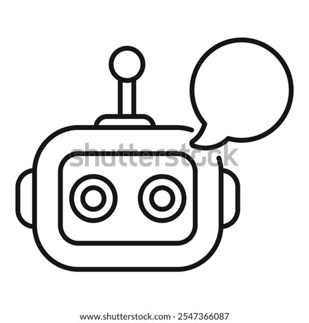 Chatbot speaking with speech bubble outline icon vector for web design isolated on white background