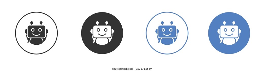 Colección del icono de la burbuja del discurso del chatbot para el App en colores negros y azules