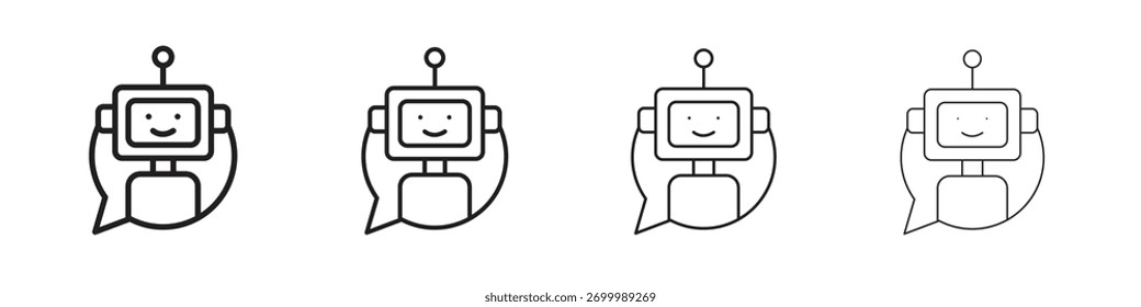 Chatbot-Sprechblasen-Symbolsammlung. Zeilenvektorzeichen, Symbol für Web und Mobil