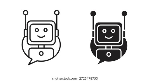 Chatbot-Sprechblasensymbol mit Glyphe und Zeile. schwarze Vektorsymbole für die Web-Benutzeroberfläche