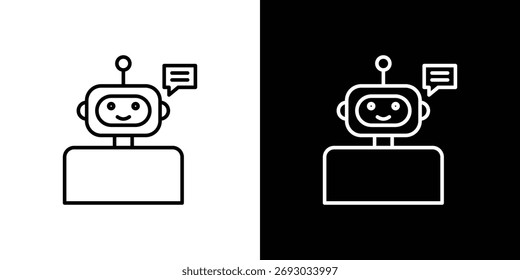 Icono de burbuja de discurso de chatbot. Línea con trazo editable.
