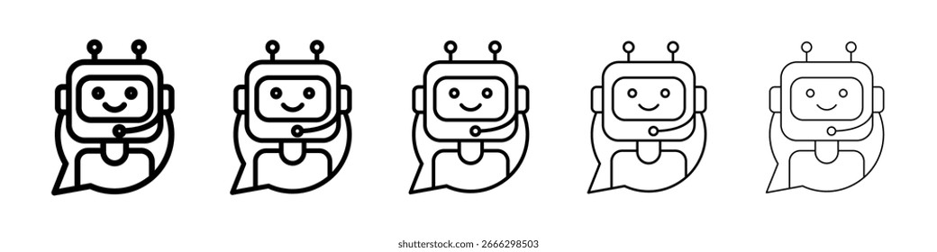 Logotipo del icono de la burbuja del discurso del chatbot en colección de las líneas del trazo