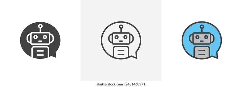 Chatbot-Sprechblasen-Symbol-Kollektion auf weißem Hintergrund.